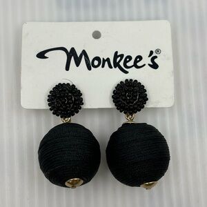 NWT Monkee’s Black Dangle Circle and Ball Earrings